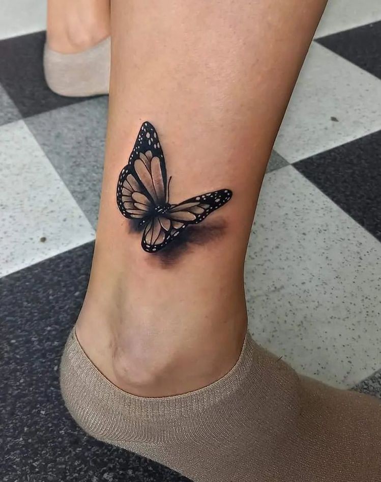 butterfly ankle tattoo for girl
