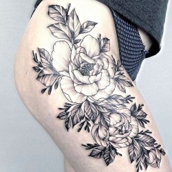 yarinas black and gray nature tattoos hip tattoos