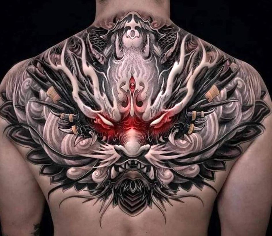 japan dragon tattoo on back