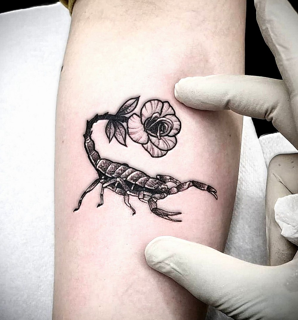 animal tattoos scorpion flower examples