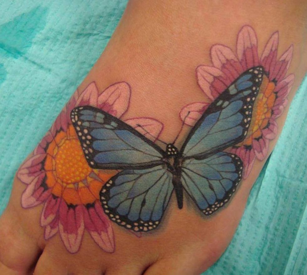 butterfly tattoo flower