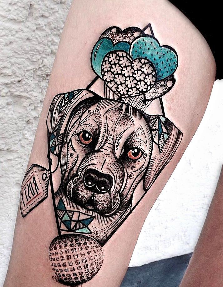geometric dog tattoo