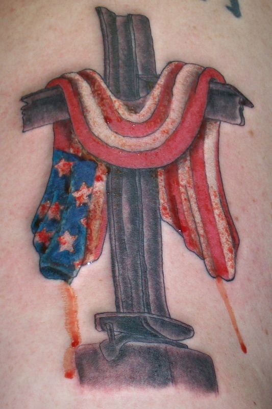 american ankle flag tattoo