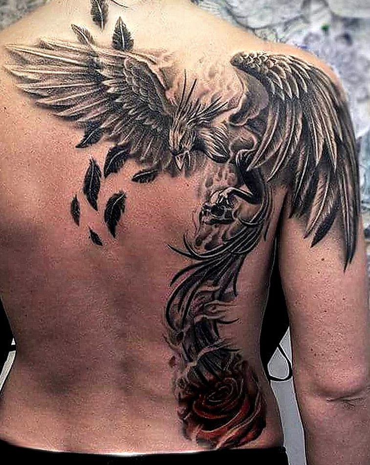 phoenix back tattoo
