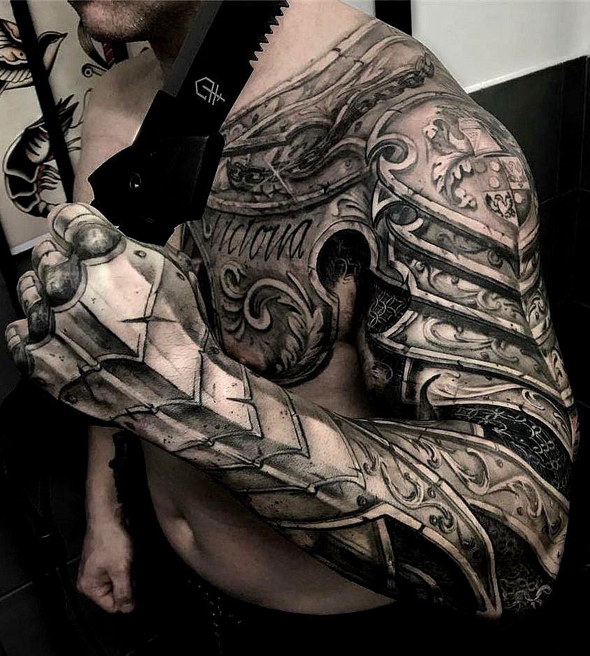 amazing half chest and sleeve armour piece by john