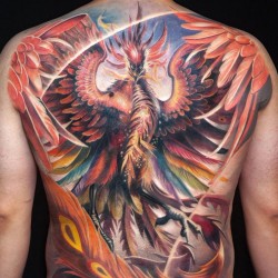 phoenix on back tattoo best